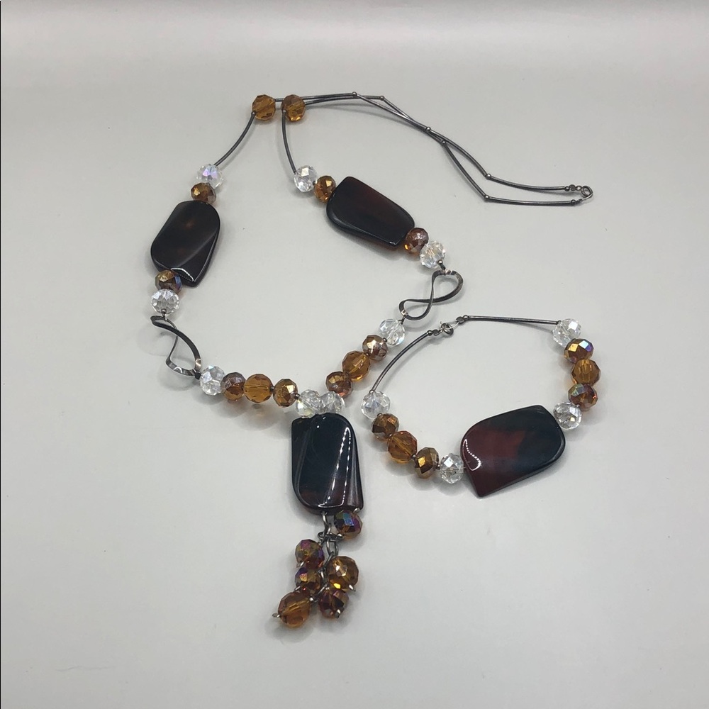 Vintage artisan sterling silver 925 stone gemstone jewelry set necklace bracelet